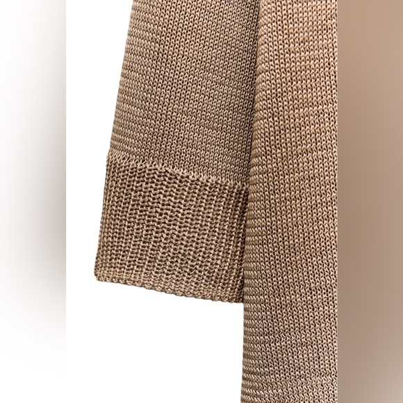 ZARA NWT Small Knit Brown Taupe Tunic Dress Wide Sleeves Button Front Brown - Picture 4 of 7